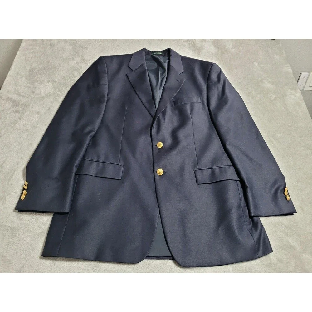 Lauren Ralph Lauren Blazer Mens 46L Navy Wool 2 Button Gold Buttons Canada